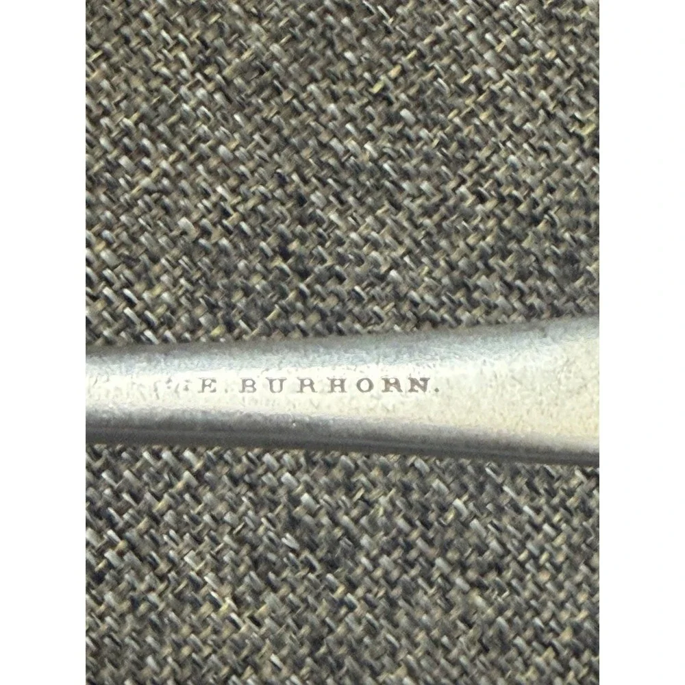 Antique E. Burhorn Coin Silver Fork Bright Cut Engraved c1870 Retailer Mark